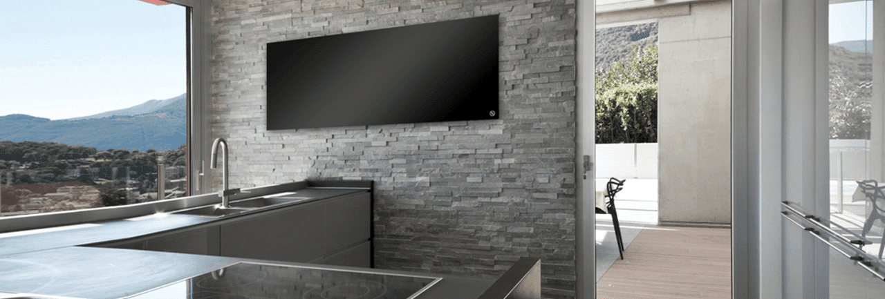 Radiador por infrarrojos INFRA-PANEL negro en cocina