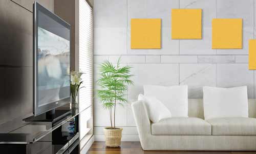 Bonita fotografía del emisor térmico de bajo consumo E-COLOR en salón con decoración moderna